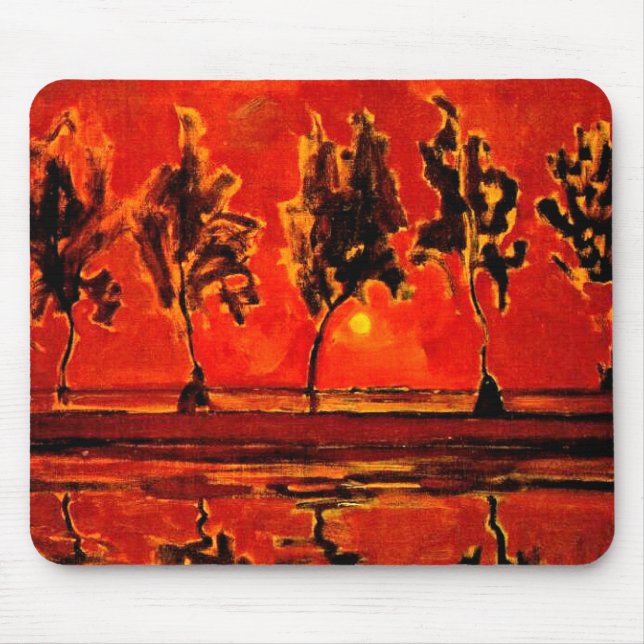 Alfombrilla De Ratón El arte mondriano, los árboles del geine en Moonri (Frente)