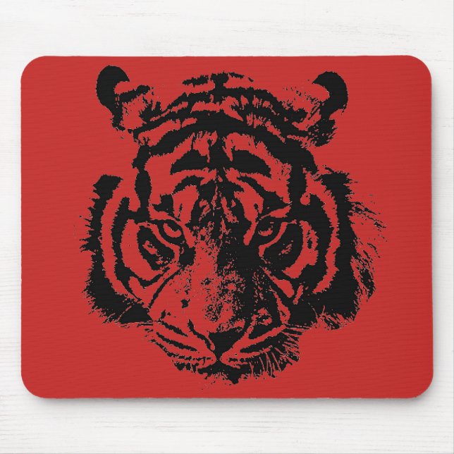 Alfombrilla De Ratón El arte pop del tigre rojo negro (Frente)