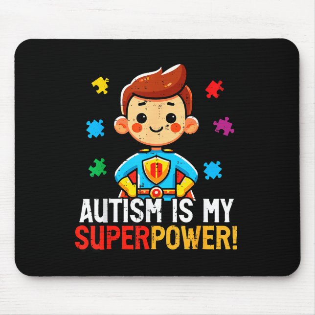 Alfombrilla De Ratón El autismo es un superhéroe de superpoder chicos c (Frente)
