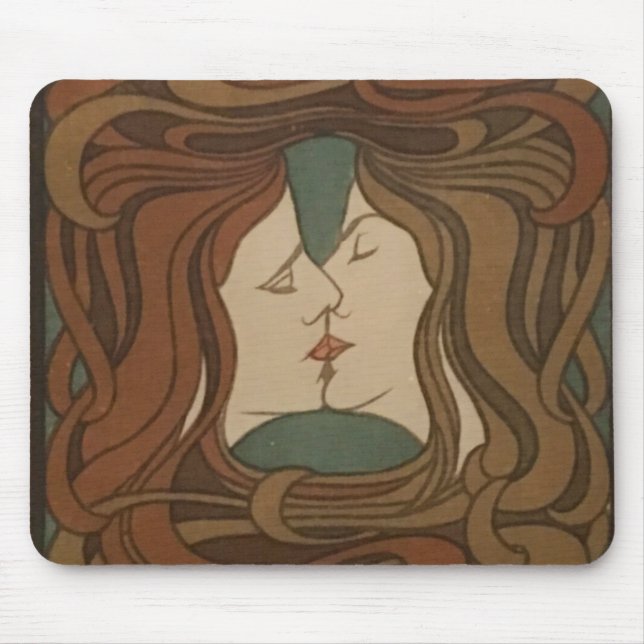 Alfombrilla De Ratón El beso de 1898, mujer - Art Nouveau - Ilustracion (Frente)