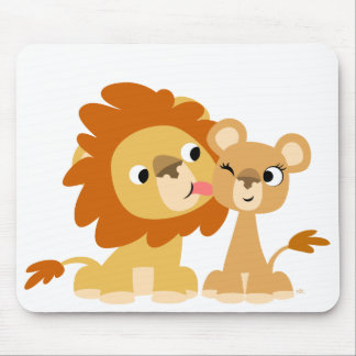 Alfombrilla De Ratón El beso: Pares lindos Mousepad del león del dibujo