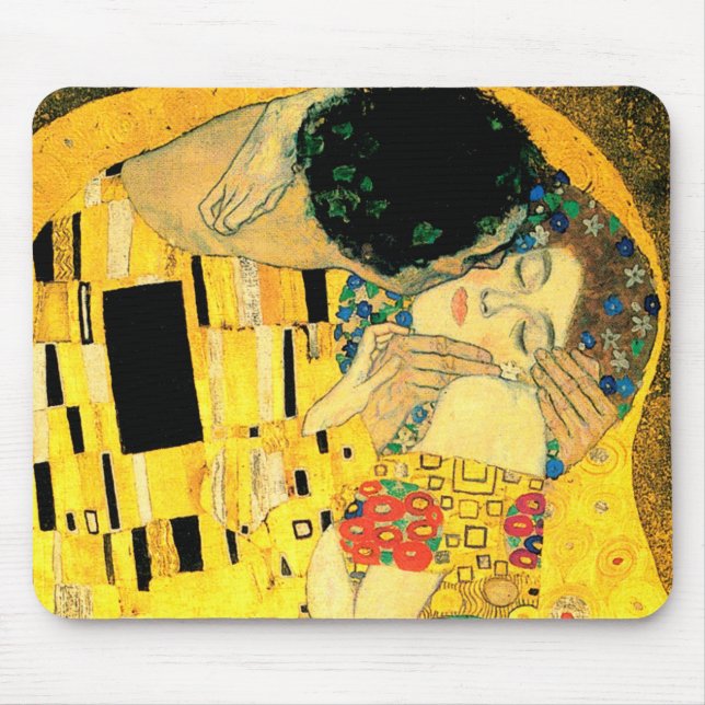 Alfombrilla De Ratón El beso por el arte Nouveau de Gustavo Klimt (Frente)