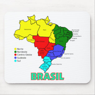 Alfombrilla De Ratón El Brasil. Regiones en color
