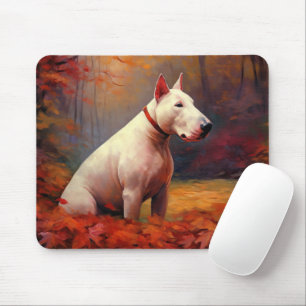 Alfombrilla De Ratón El 'Bull Terrier' en otoño se inspira en las hojas