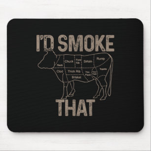 Alfombrilla De Ratón El Carnicero Chef Cook Bbq Humo Que La Carne De Va