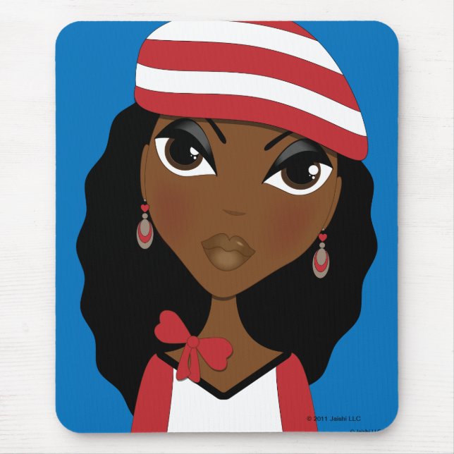 Alfombrilla De Ratón El chica en el gorra Mousepad (Frente)