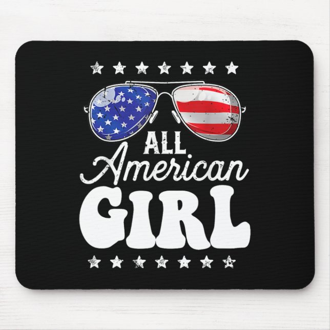 Alfombrilla De Ratón El Chica Estadounidense 4 De Julio Niños Estadouni (Frente)