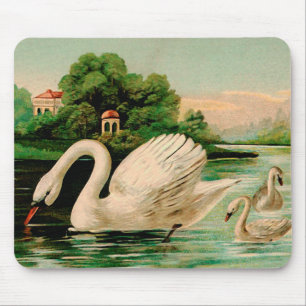 Alfombrilla De Ratón El cisne vintage en el lago