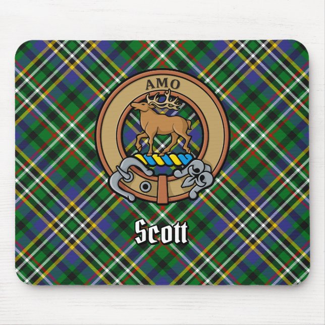 Alfombrilla De Ratón El clan Scott Escudo sobre el Tartán Verde (Frente)