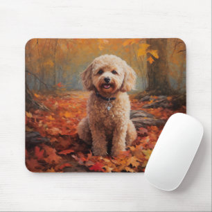 Alfombrilla De Ratón El Cockapoo en otoño se inspira en las hojas