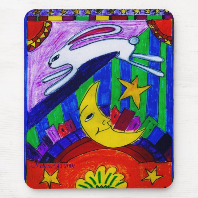 Alfombrilla De Ratón el conejo voló sobre la luna, (Frente)