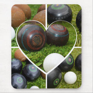 Alfombrilla De Ratón El corazón de los bowling en césped: un Collage de