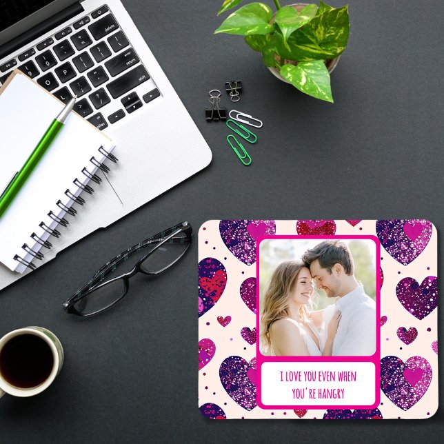 Alfombrilla De Ratón El corazón morado brillante cuando tienes hambre (Subido por el creador)