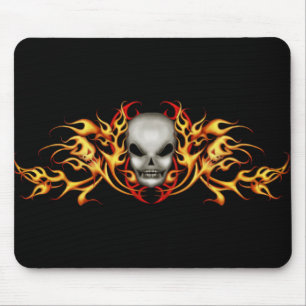 Alfombrilla De Ratón El cráneo flamea   Mousepad - parte posterior del