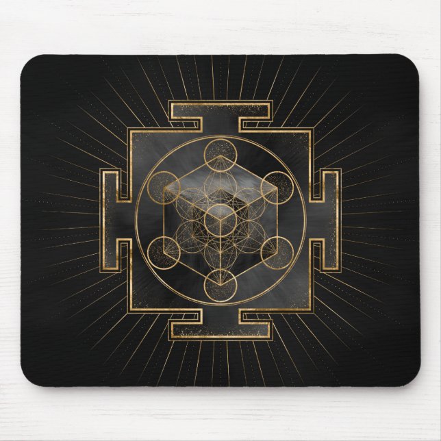 Alfombrilla De Ratón El cubo de Metatron Sri Yantra Geometría Sagrada (Frente)