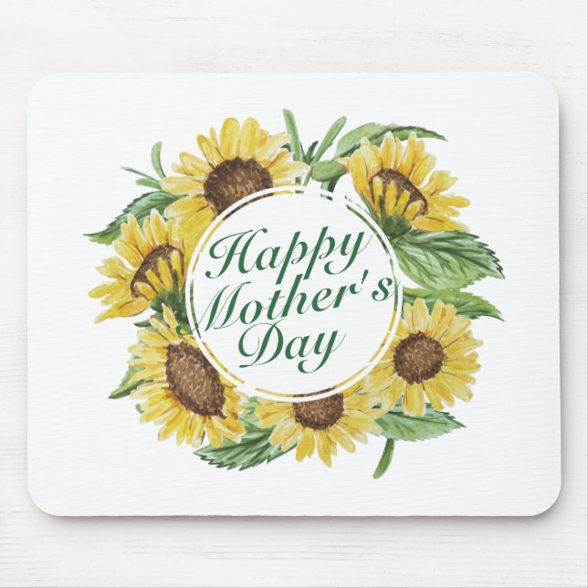 Alfombrilla De Ratón El día de madre feliz de los girasoles Mousepad (Frente)