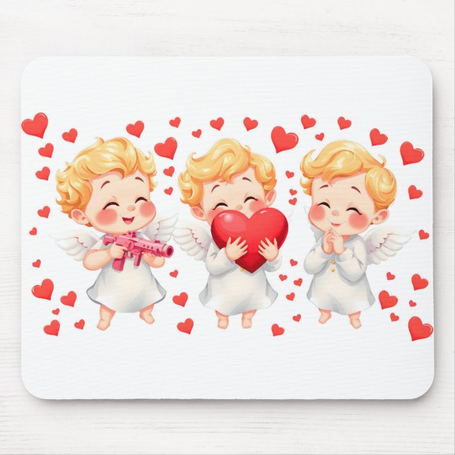 Alfombrilla De Ratón El día de San Valentín 2025: Ángeles 👼 ❤️ agudos  (Frente)