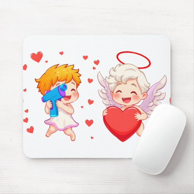 Alfombrilla De Ratón El día de San Valentín 2025: Ángeles 👼 ❤️ agudos  (Con ratón)