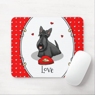 Alfombrilla De Ratón El día de San Valentín (rojo) Scottie Dog (negro)