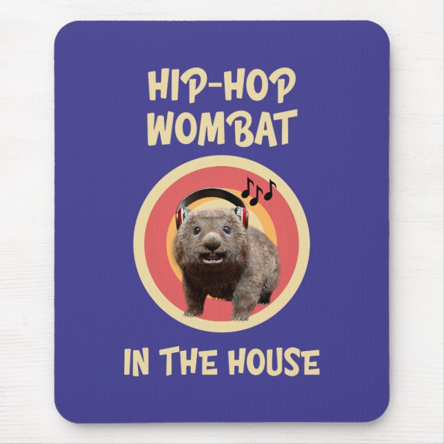 Alfombrilla De Ratón El divertido hip-hop Wombat en la casa (Frente)