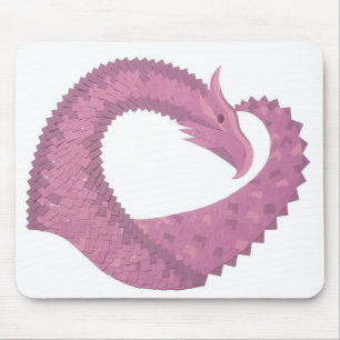 Alfombrilla De Ratón El dragón del corazón malva sobre blanco