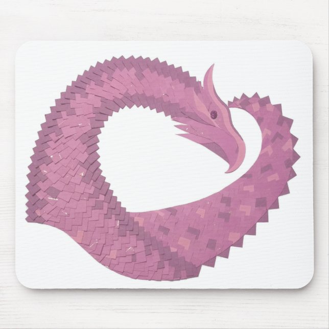 Alfombrilla De Ratón El dragón del corazón malva sobre blanco (Frente)