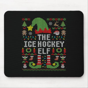 Alfombrilla De Ratón El elfo de hockey sobre hielo Navidad fea familiar