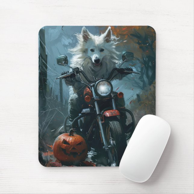 Alfombrilla De Ratón El esquimal americano montando motocicleta Hallowe (Con ratón)
