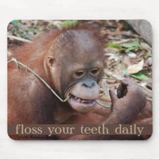 Alfombrilla De Ratón El Flossing del cuidado del diente del orangután