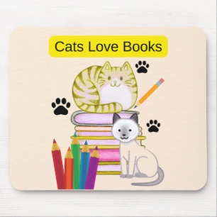 Alfombrilla De Ratón El gato ama los libros