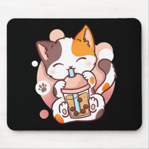 Alfombrilla De Ratón El gato Boba Tea Bubble Tea Anime Kawaii Neko para