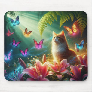 Alfombrilla De Ratón El Gato Curioso & Sus Mariposas