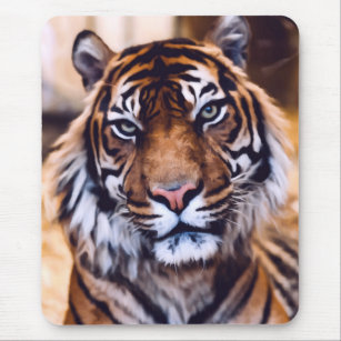 Alfombrilla De Ratón El gato del tigre cierra vida silvestre pintada
