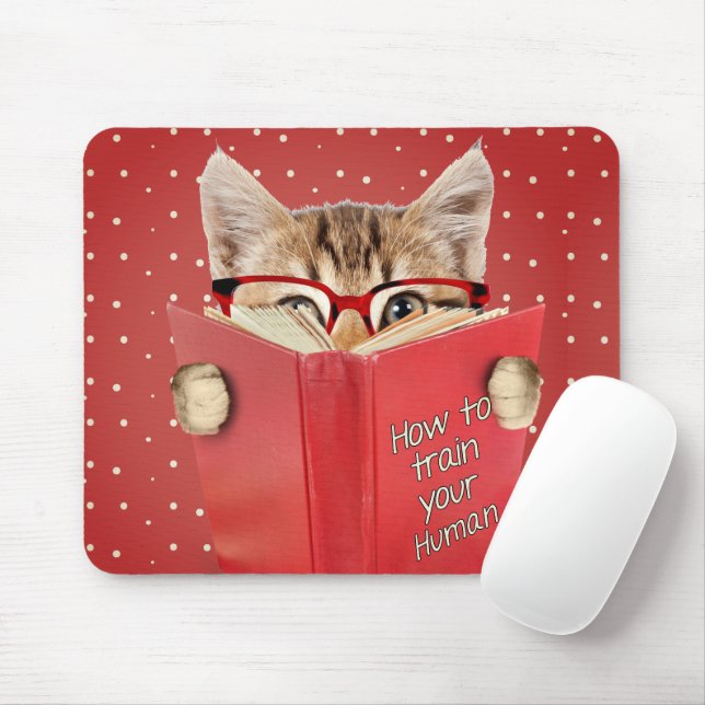 Alfombrilla De Ratón El gato leyendo el libro rojo (Con ratón)