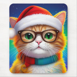 Alfombrilla De Ratón El gato Navidad Santa Claus-68265
