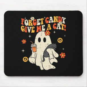 Alfombrilla De Ratón El gato negro de Halloween olvida el dulce me da n