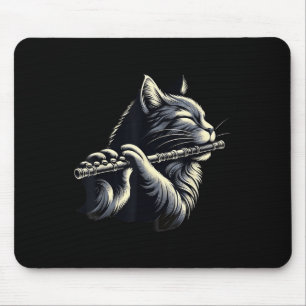 Alfombrilla De Ratón El gato toca música de flauta y los gatos se encan