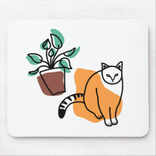 Alfombrilla De Ratón El gato y la planta