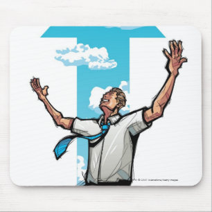 Alfombrilla De Ratón El hombre de negocios que se arrodilla, flecha