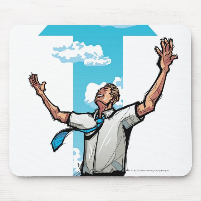 Alfombrilla De Ratón El hombre de negocios que se arrodilla, flecha (Frente)