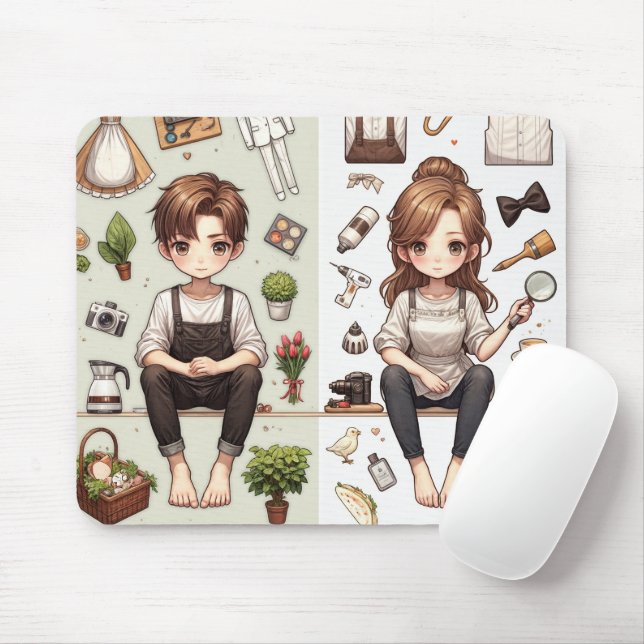 Alfombrilla De Ratón El hombre, la mujer con la almohadilla del ratón s (Con ratón)