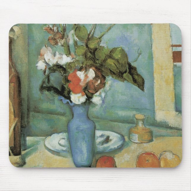 Alfombrilla De Ratón El jarrón azul (Flores y frutas) de Paul Cézanne (Frente)