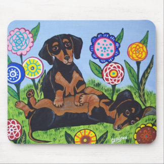 Alfombrilla De Ratón El jugar de los Dachshunds de Mousepad