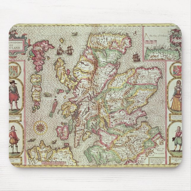 Alfombrilla De Ratón El Kingdome de Escocia, grabado por Jodocus (Frente)