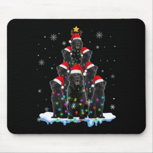 Alfombrilla De Ratón El Labrador negro y el árbol de Navidad iluminan N