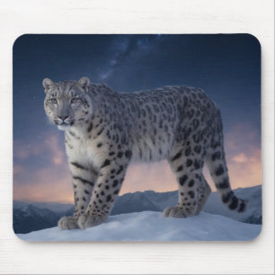 Alfombrilla De Ratón El leopardo de las nieves animal majestuoso salvaj