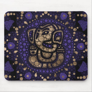 Alfombrilla De Ratón El Lord Ganesha Dot Art Purples y Gold