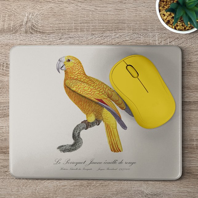 Alfombrilla De Ratón El loro amarillo escamoso de rojo (Le Perroquet Jaune ecaille de rouge. Mouse Pad)