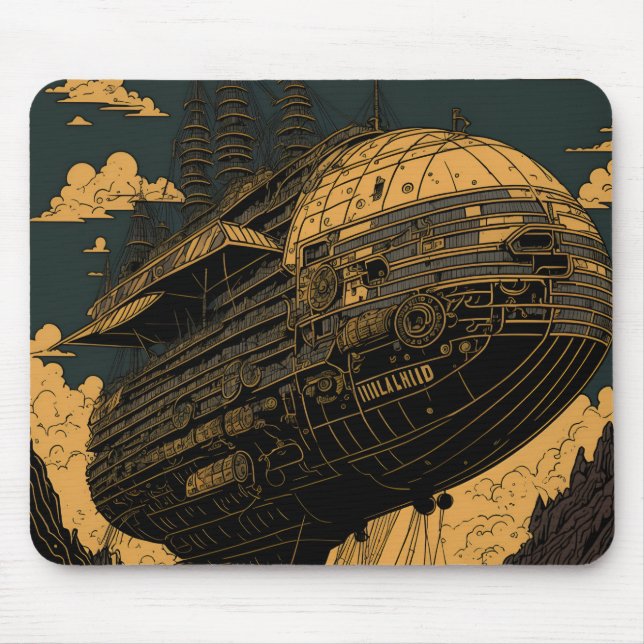 Alfombrilla De Ratón El majestuoso Steampunk Airship enciende tu imagin (Frente)