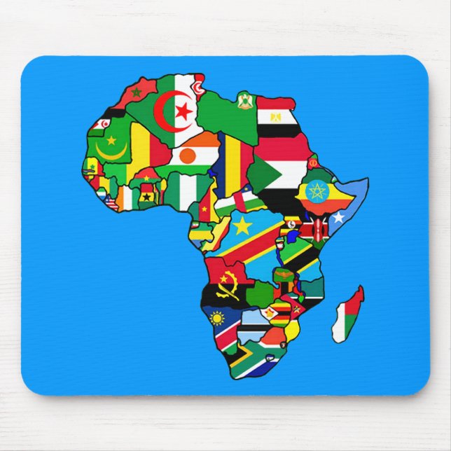 Alfombrilla De Ratón El mapa africano de las banderas de África dentro (Frente)